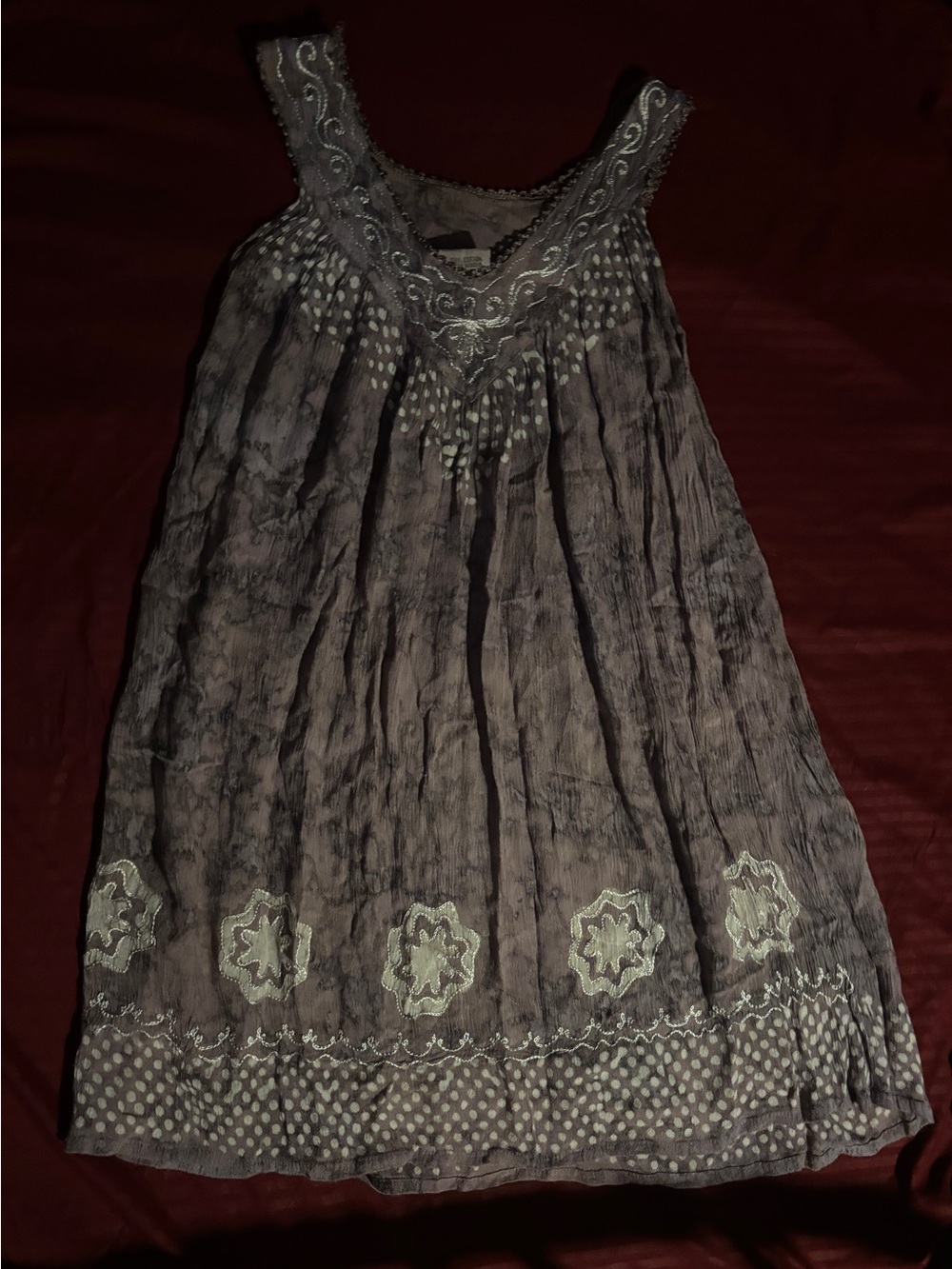 Advance Apparels Sleeveless Embroidered purple Dress